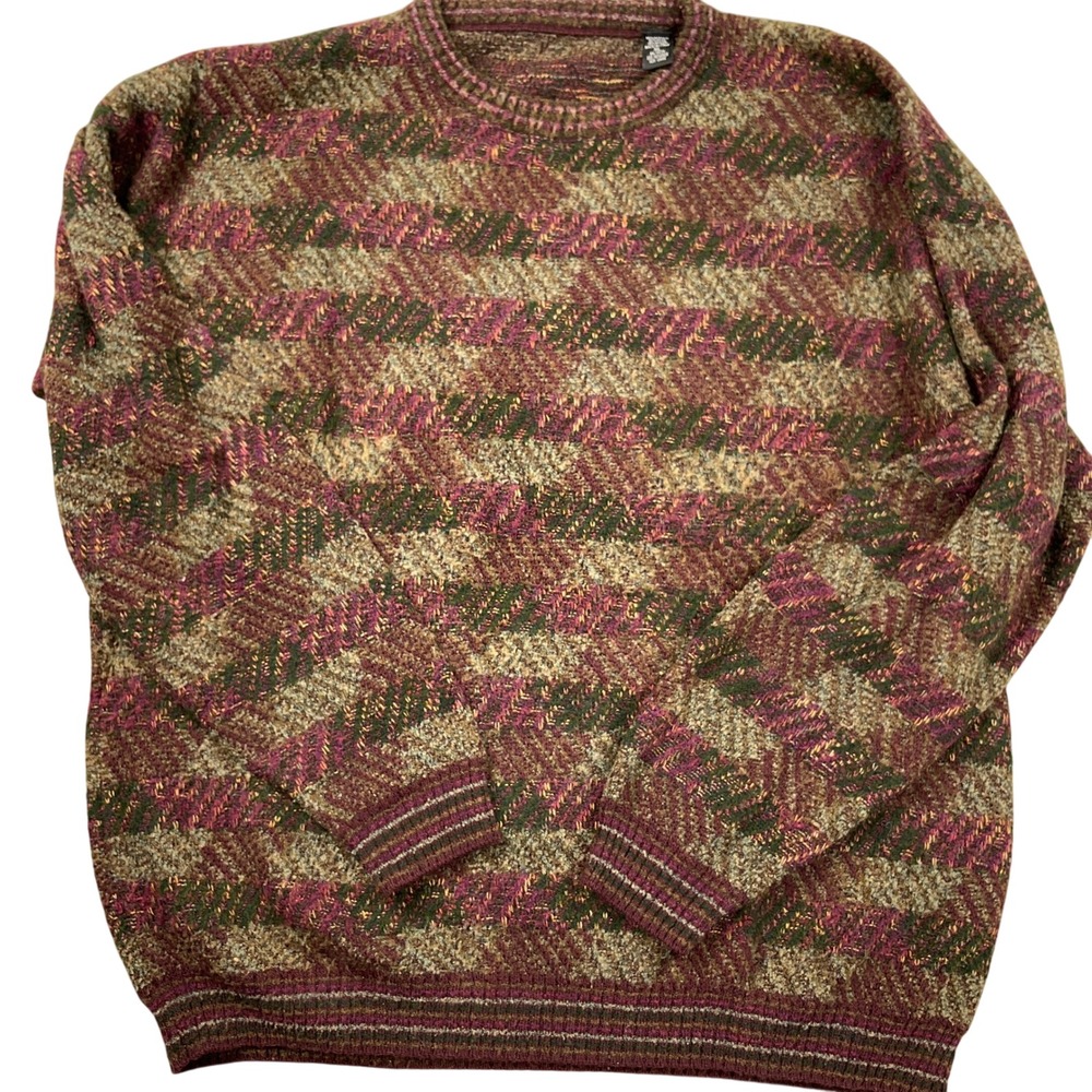Vintage Sweater Men XL Green Multi‎ Fleck  Knit Italy